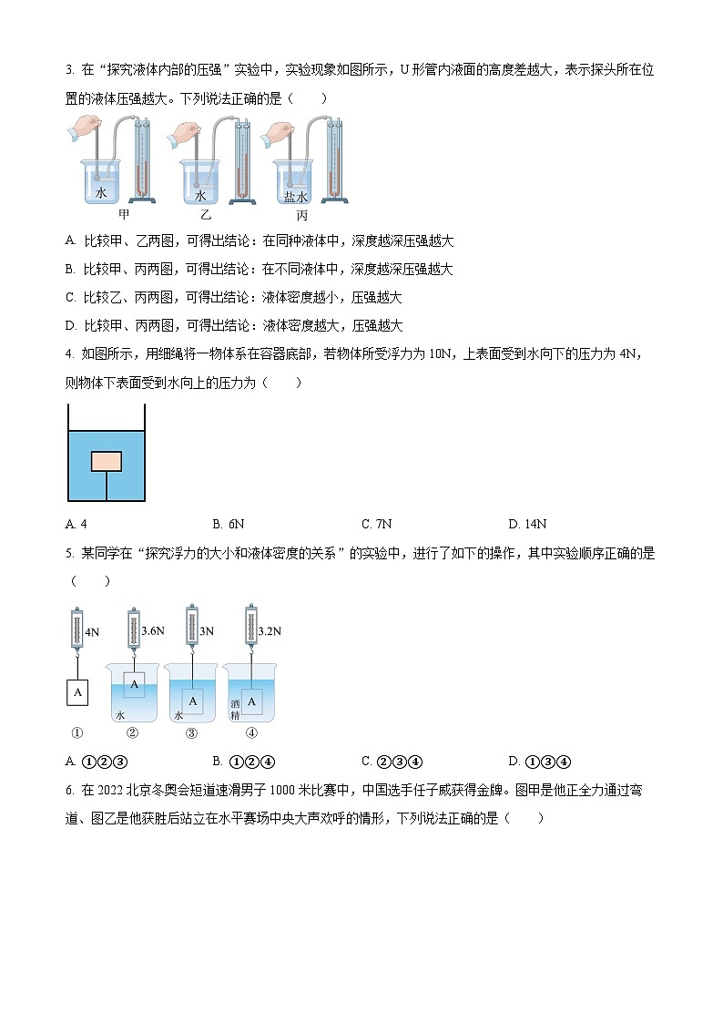 云南省昆明市第十二中学2024-2025学年八年级下学期期中质量检测物理试题第2页