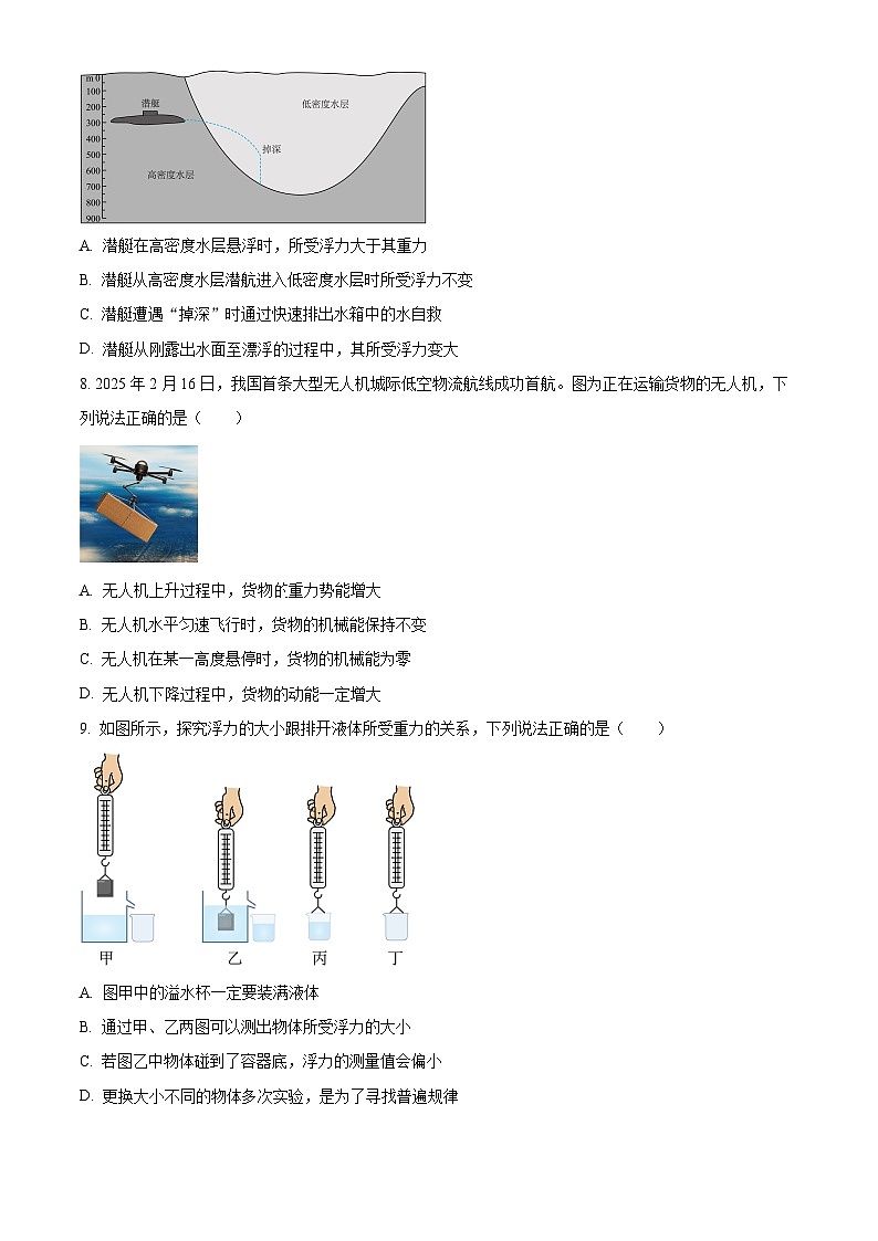 云南省昆明市第十中学教育集团2024-2025学年八年级下学期期中考试物理试题第3页