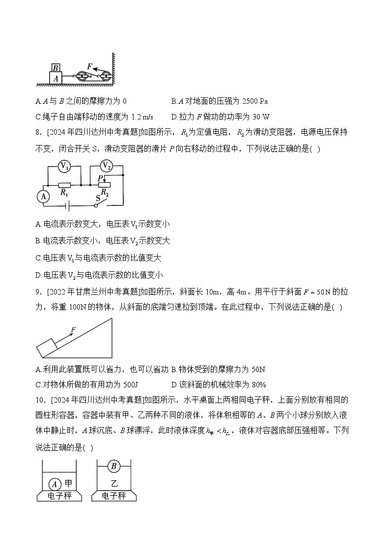 2025届中考物理临考模拟卷【甘肃专用】第3页
