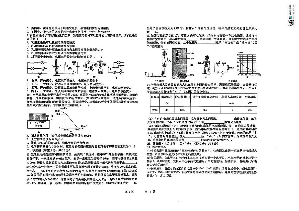 2025年黑龙江省大庆市大庆一中中考二模物理试题第2页