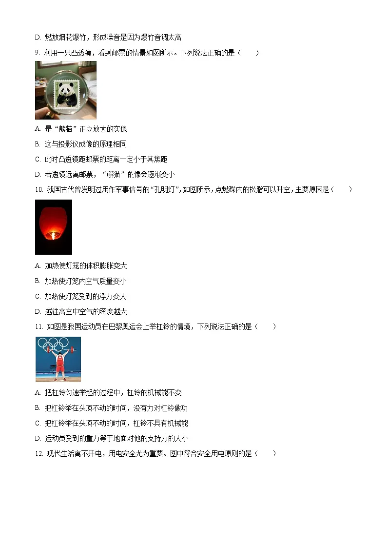 2025年河南省商丘市睢县中考一模物理试题（中考模拟）第3页