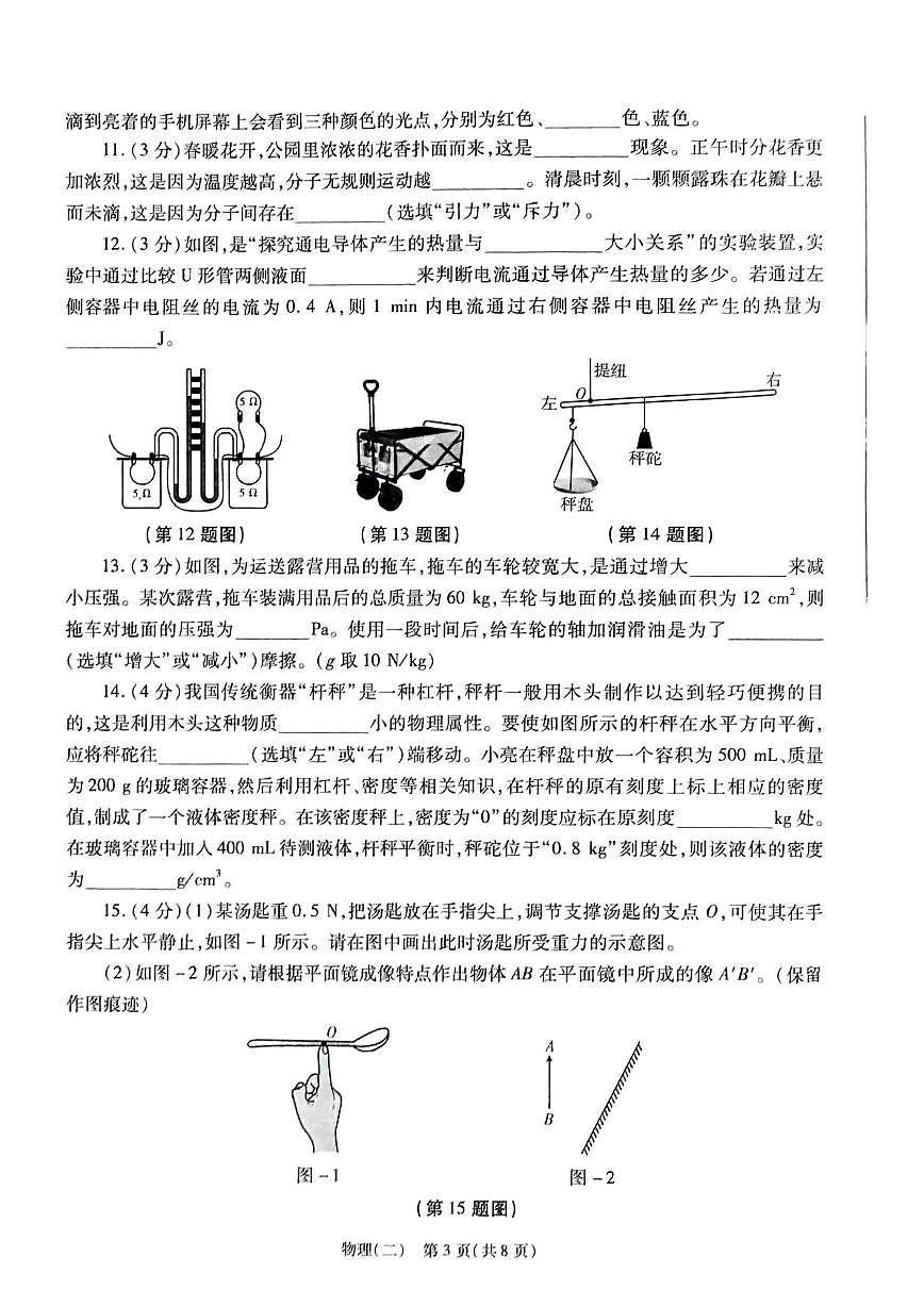 2025年陕西省咸阳市永寿县御家宫中学中考二模物理试题（中考模拟）第3页