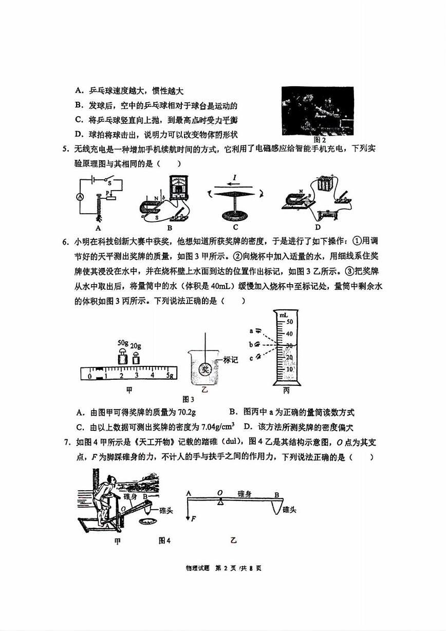 2025年重庆市重庆实验外国语学校中考三模物理试题（中考模拟）第2页