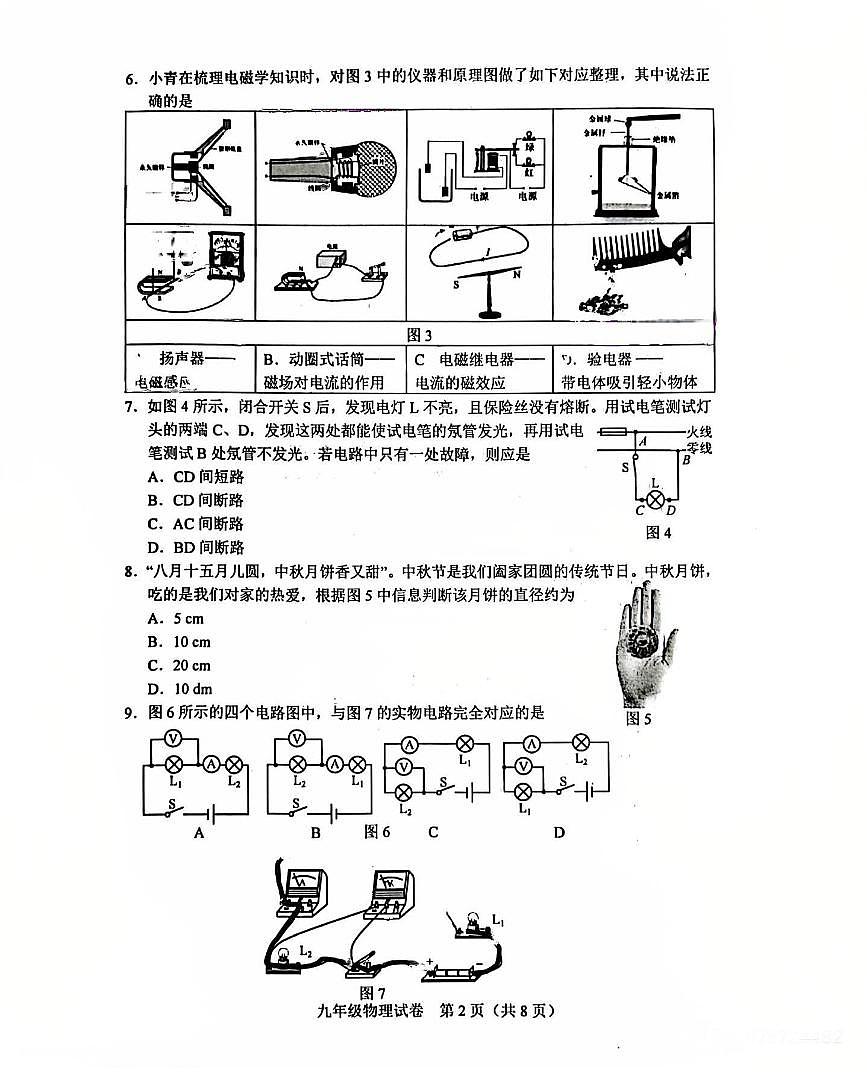 辽宁省沈阳市和平区2024-2025学年度第二学期九年级第三次质量调查物理试卷（PDF，含答案）第2页