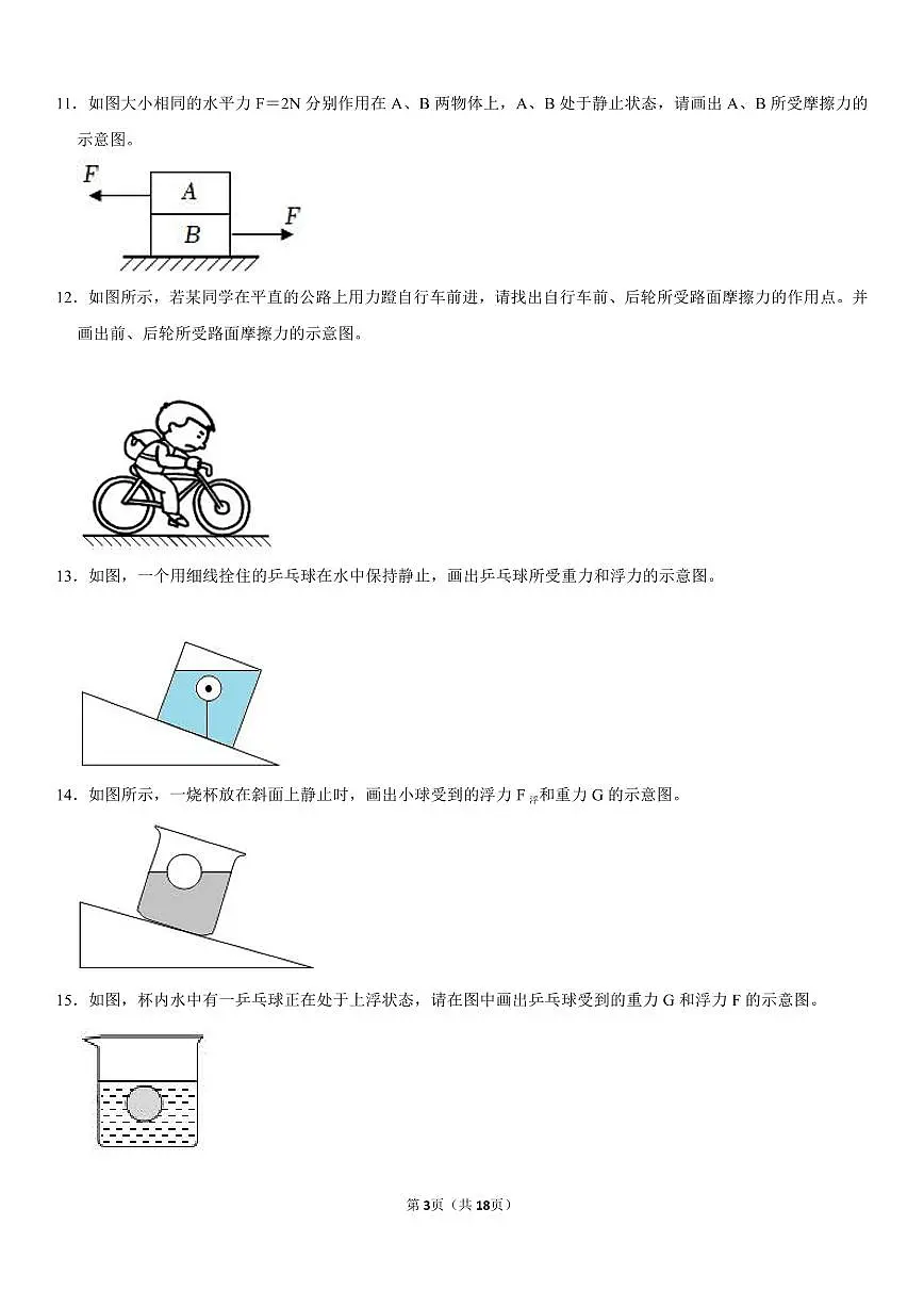 八年级下册期末物理专项复习画图题专题练习含答案第3页