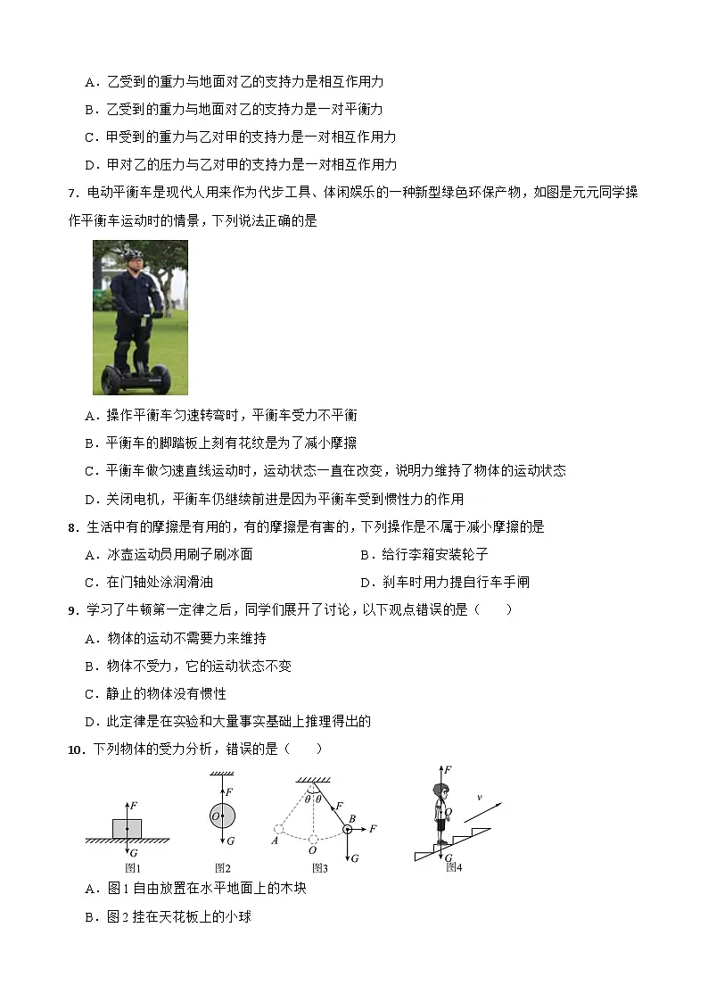 广东省深圳实验学校初中部2024-2025学年八年级下学期期中考试物理试卷第2页