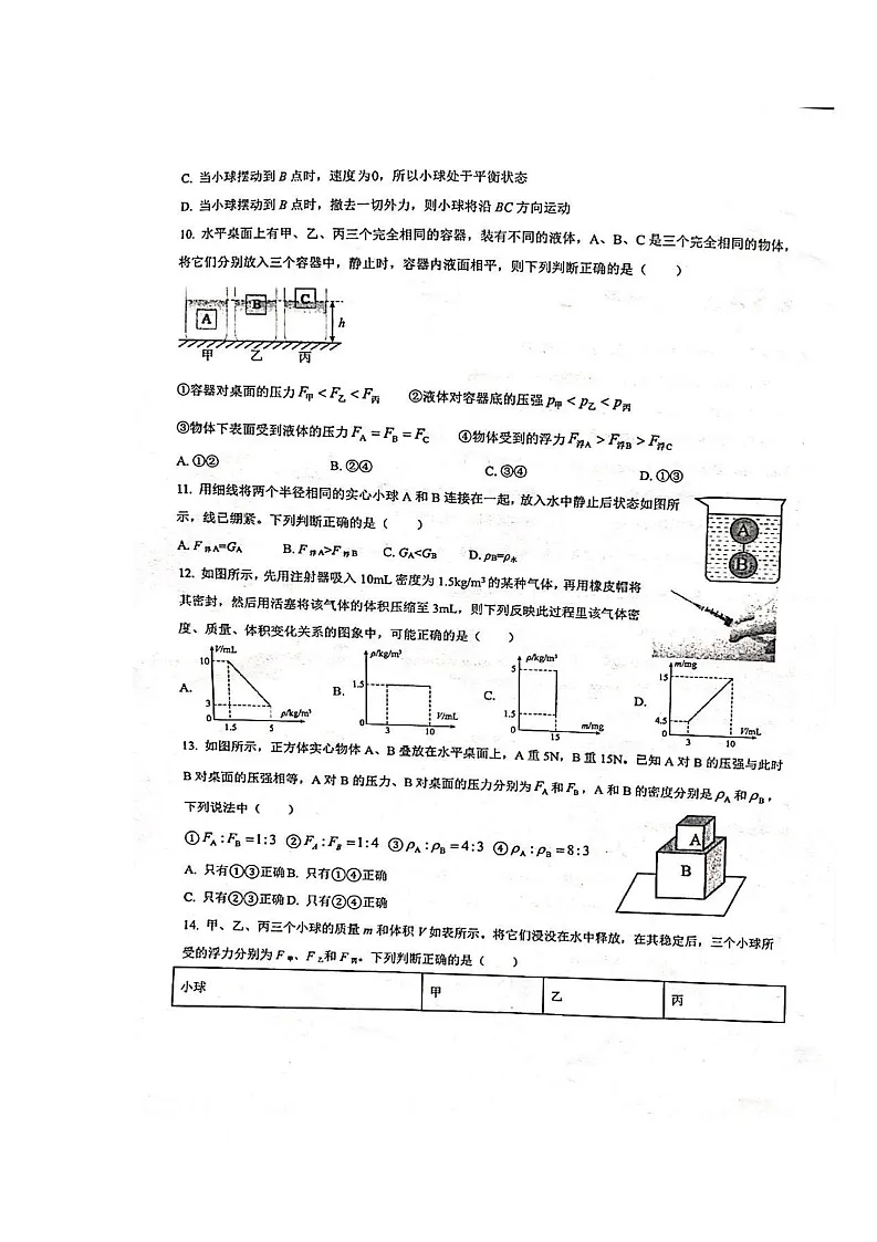 江苏省苏州市苏州工业园区五校联考2024-2025学年八年级下学期5月月考物理试题第3页