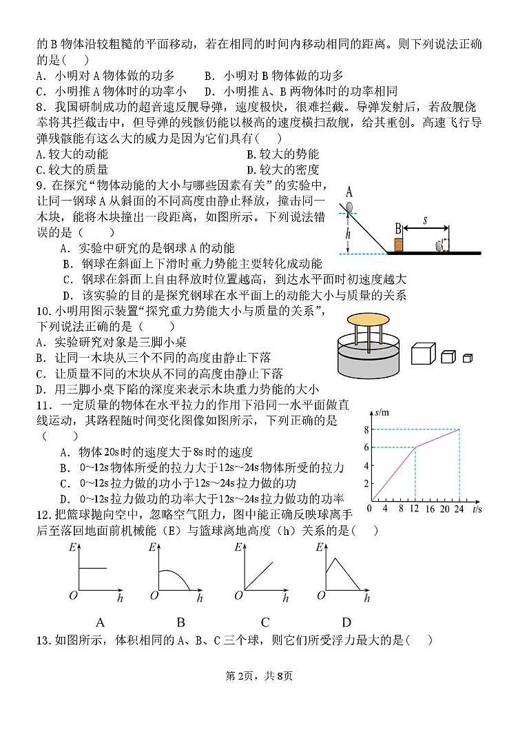山东省聊城市阳谷县实验中学2024-2025学年八年级下学期第二次月考物理试题第2页