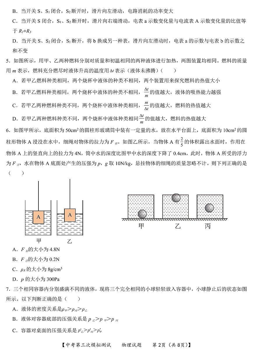 2025年江苏省连云港市新海实验中学中考第三次模拟测试物理试卷第2页