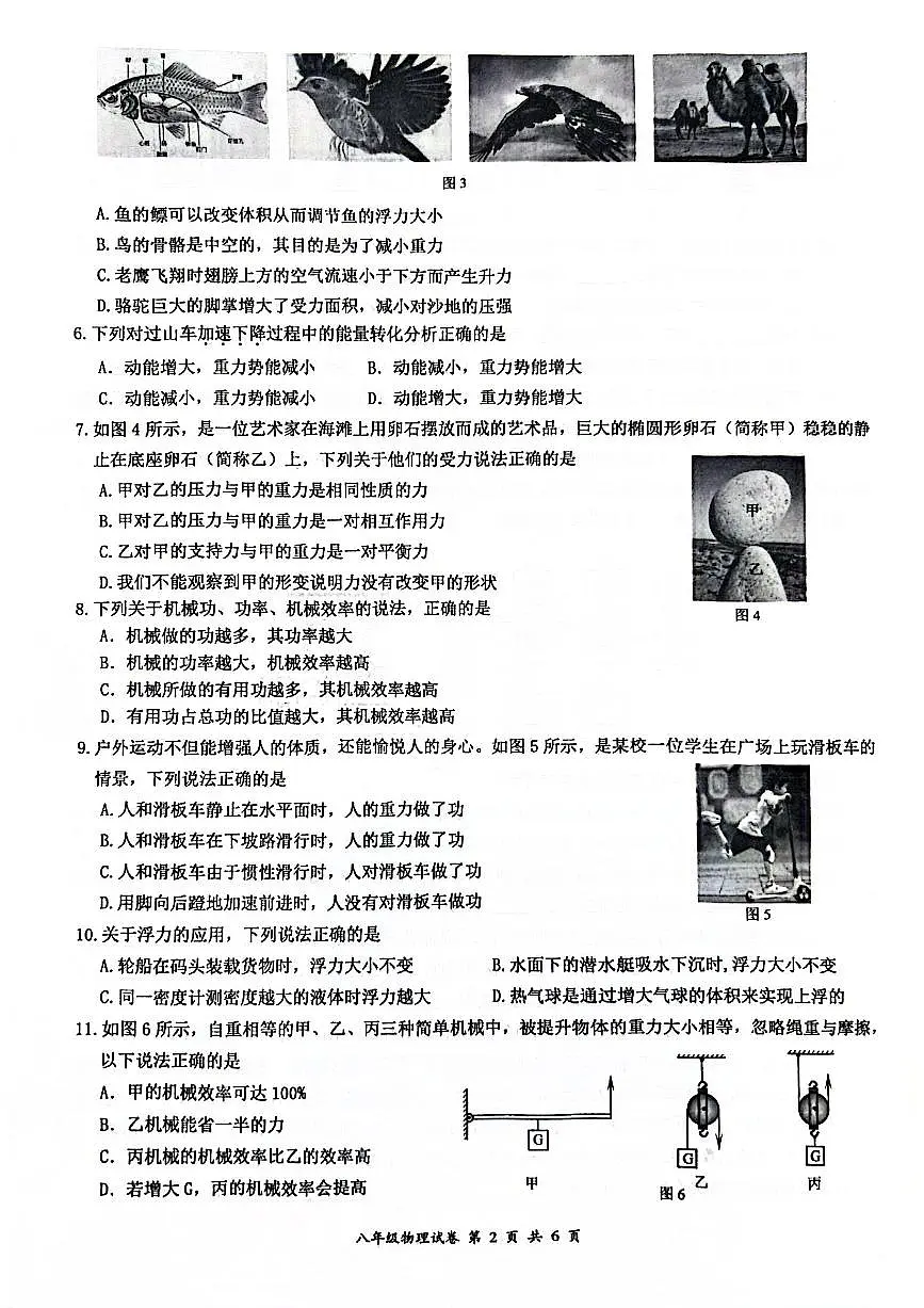 重庆市万州区2024-2025学年八年级下学期期中考试物理试题第2页