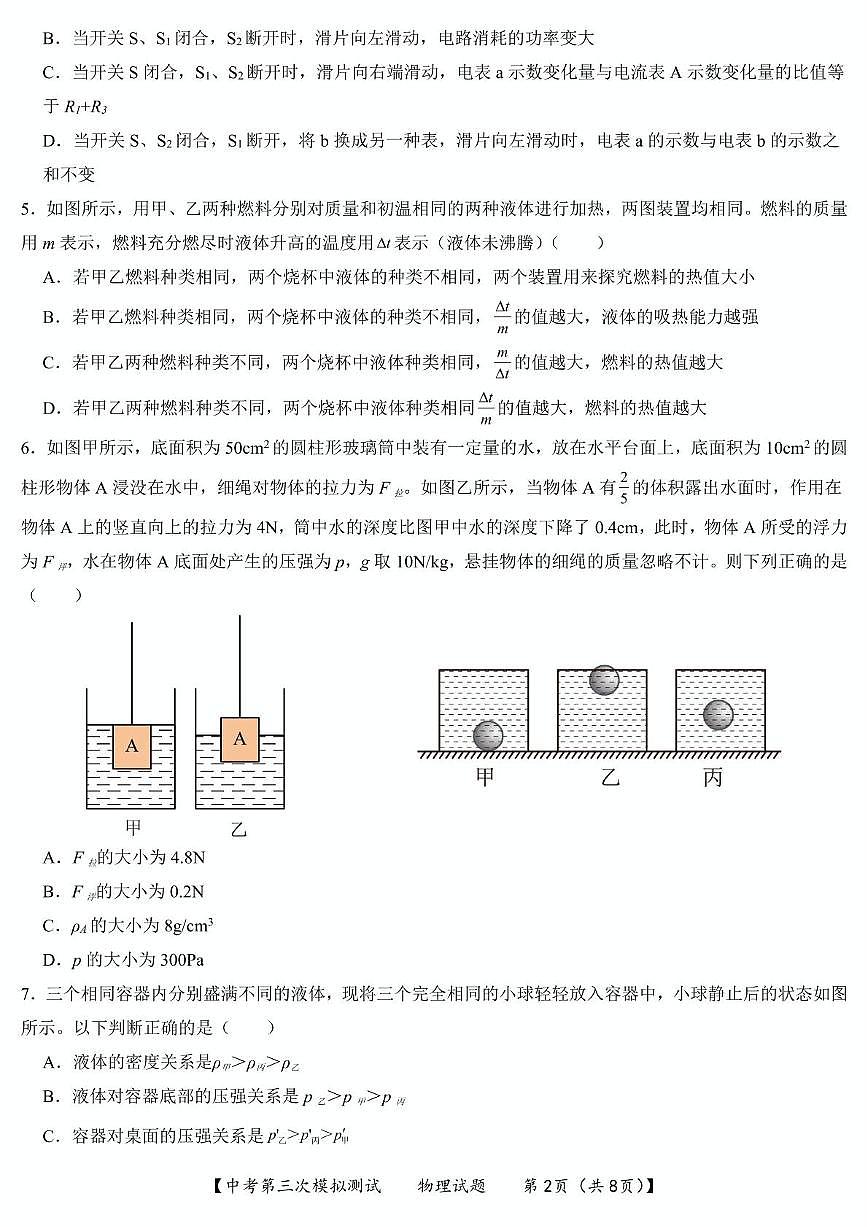 2025年江苏省连云港市新海实验中学中考第三次模拟测试物理试卷（中考模拟）第2页
