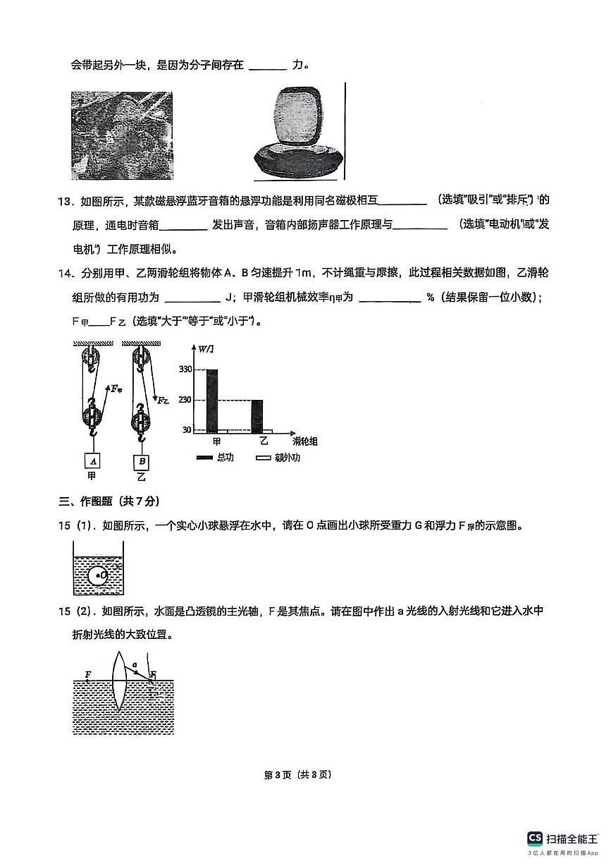 广东省佛山市南海区桂城街道文翰中学2024-2025学年九年级下学期6月月考物理试题第3页