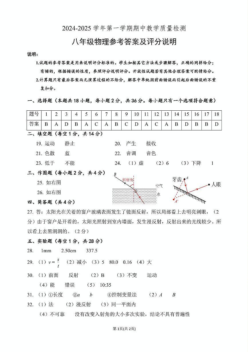 物理参考答案第1页