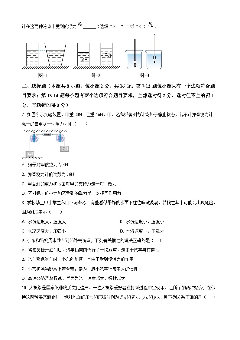 河南省南阳市西峡县2024-2025学年八年级下学期期中考试物理试题第2页