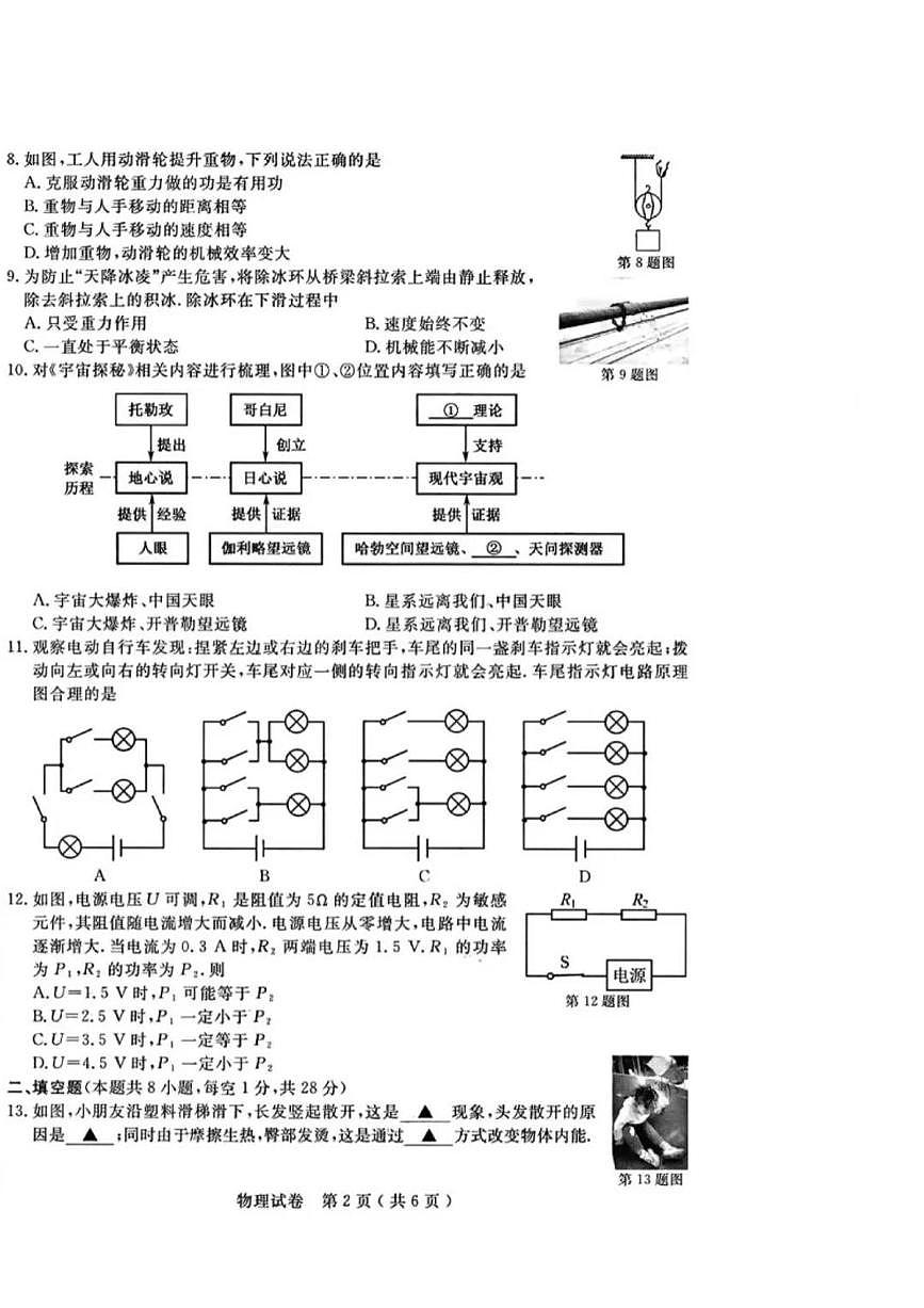 江苏省扬州市2025年初中学业水平考试物理试卷（无答案）第2页