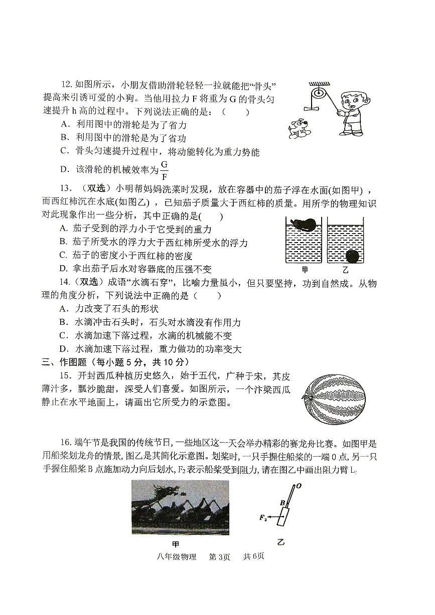 河南省开封市祥符区2024-2025学年八年级下学期期末物理试题第3页