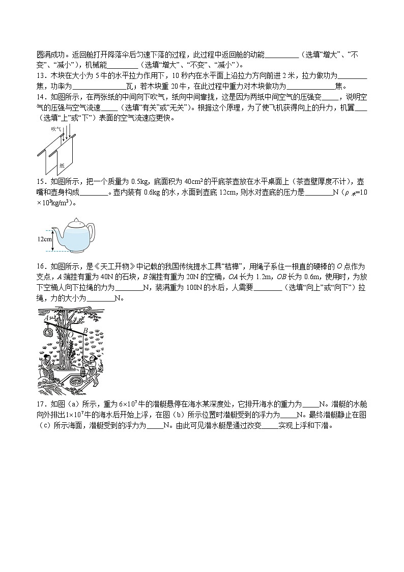 2025年沪科版八年级（初二）下学期物理期末考试模拟测试卷01第3页
