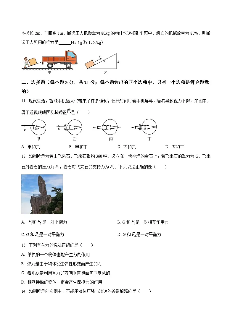阜阳市阜南县2023-2024学年八年级下学期期末考试物理试题第3页