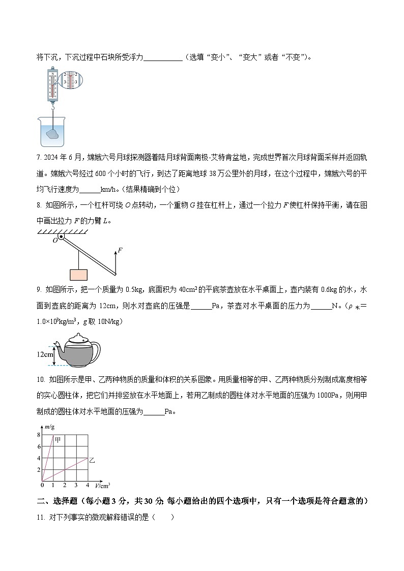 六安市叶集区十校2023-2024学年八年级下学期期末联考物理试题第2页