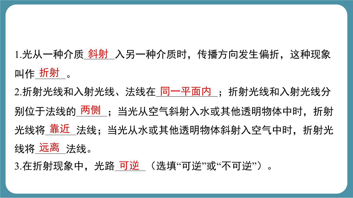 人教版物理（2024）八年级上册 4.4 光的折射 课件第3页