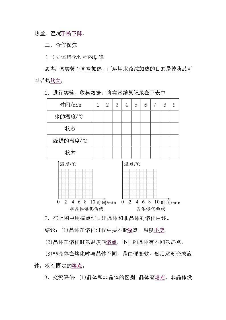 教科版（2024）物理八年级上册 5.2 熔化和凝固（学案）第2页