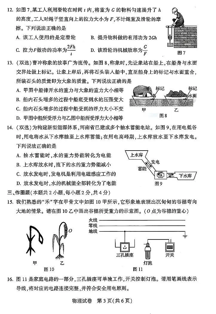 2025年河南省中考真题物理试卷含答案第3页