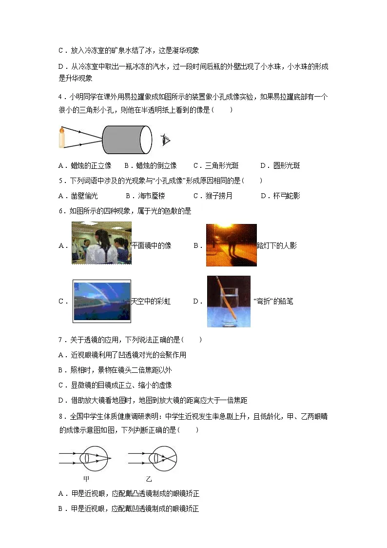 河北省沧州市2024_2025学年八年级上册期末物理试卷[有解析]第3页