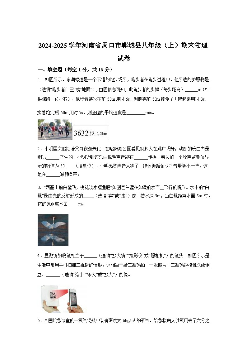 河南省周口市郸城县2024_2025学年八年级上册期末考试物理试卷[有解析]第1页