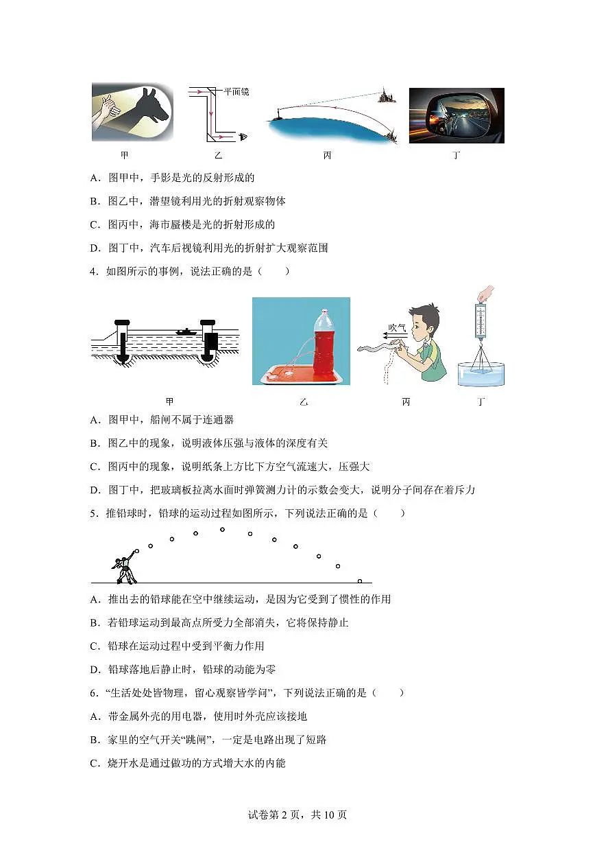 2025届四川省眉山市中考理综物理试卷[附解析]第2页
