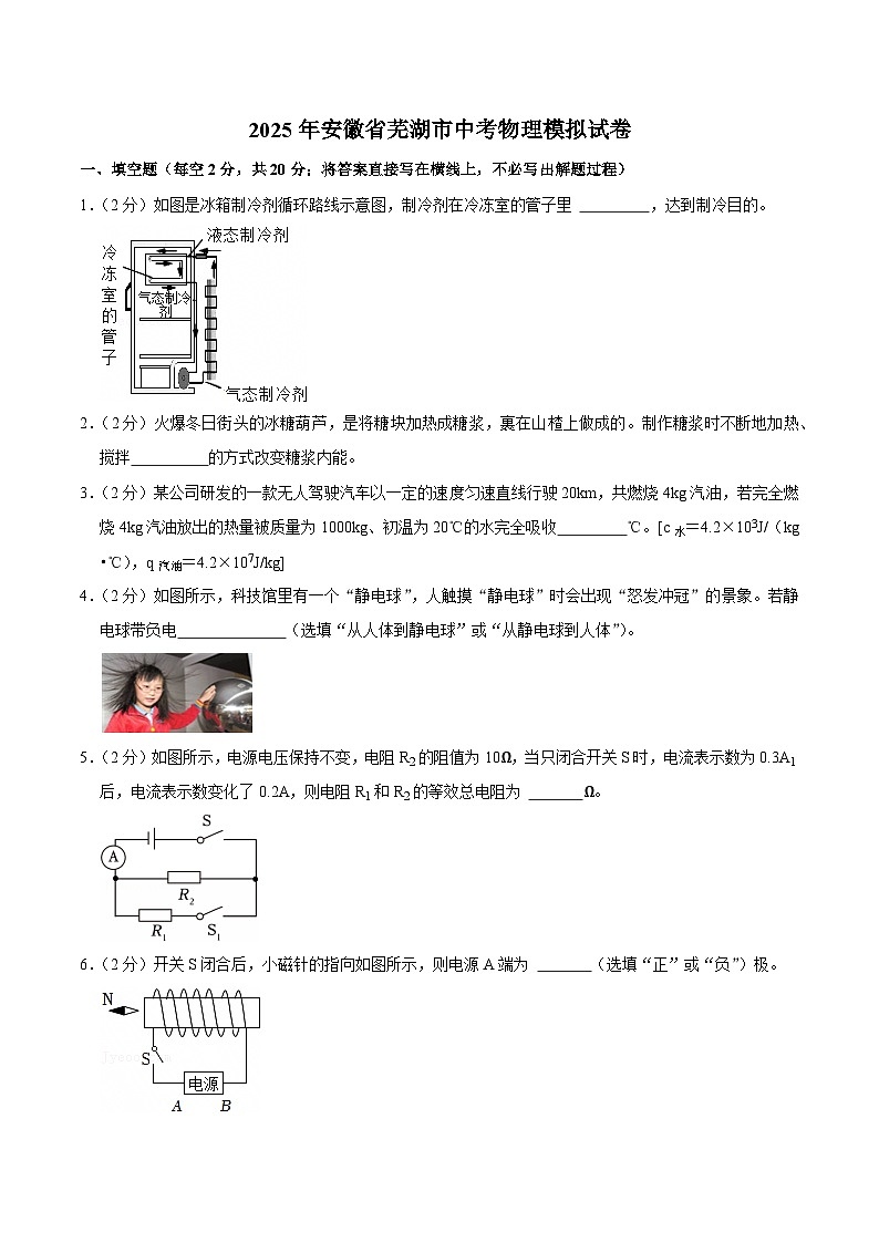 2025年安徽省芜湖市九年级中考物理模拟试卷第1页