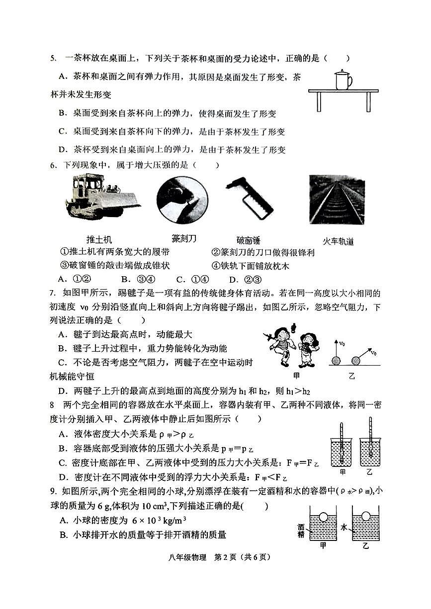 湖南省衡阳市祁东县2024-2025学年八年级下物理期末试卷第2页