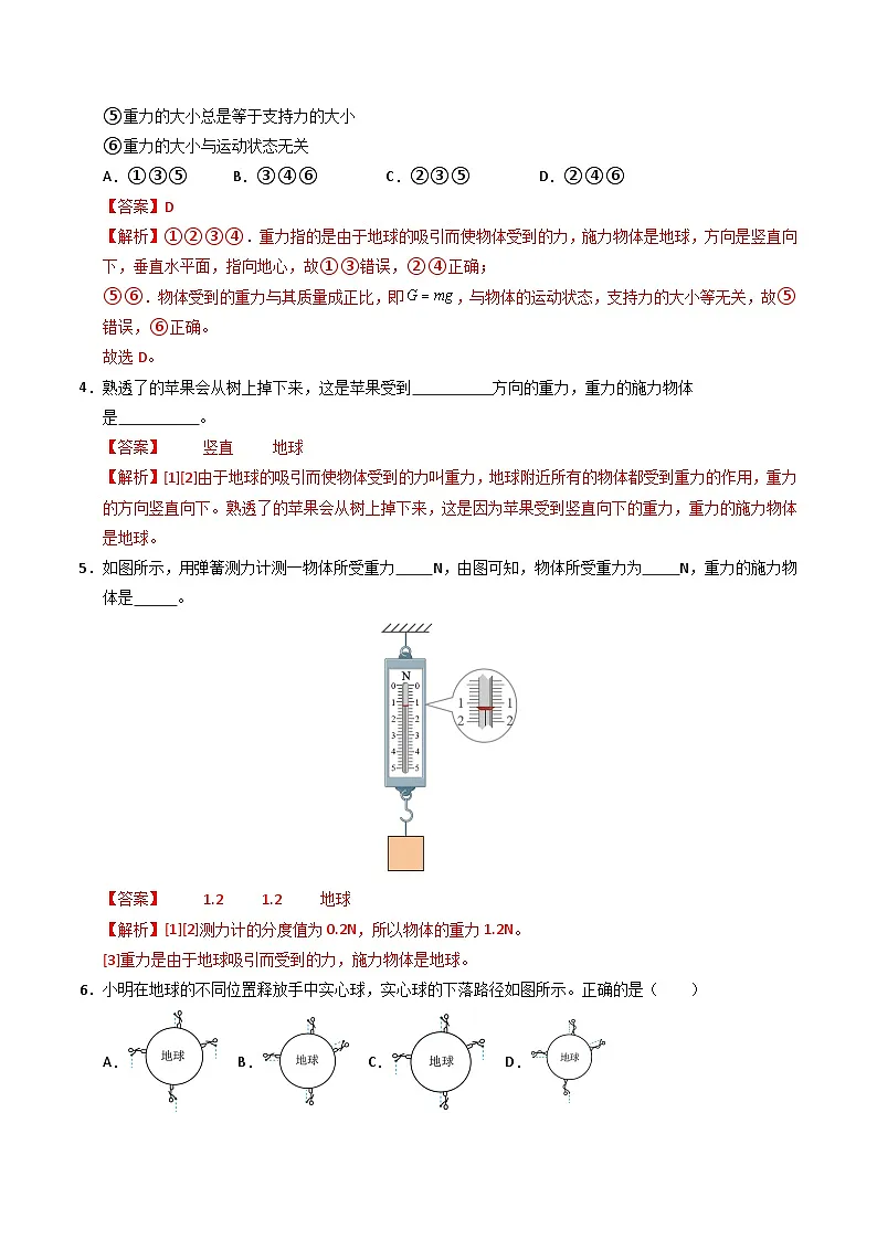 6.3 重力（分层练习）（解析版）第2页