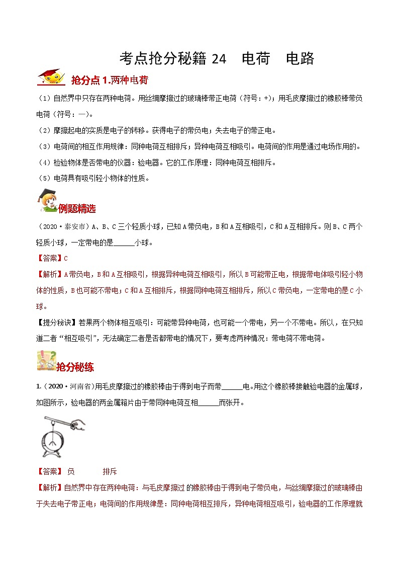 秘籍 24  电荷电路（解析版）第1页