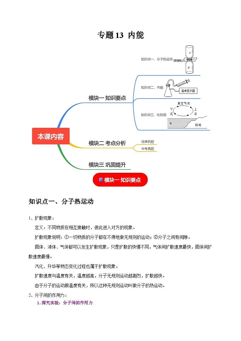 专题13 内能（原卷版）第1页