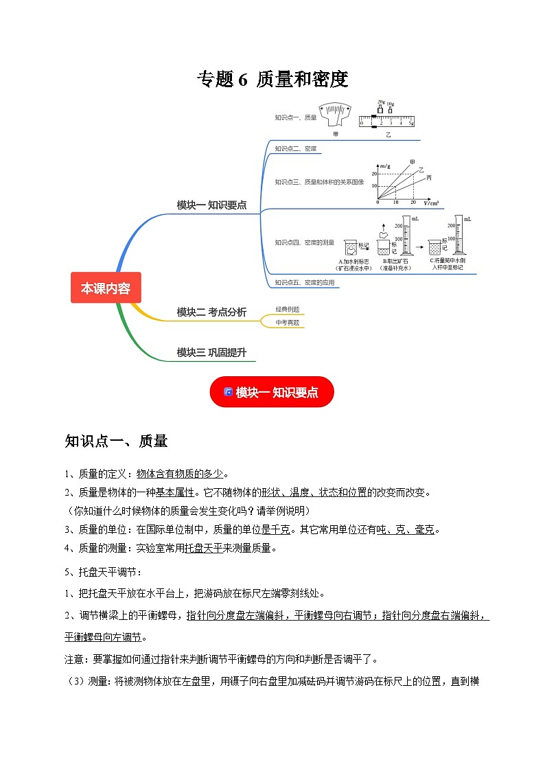 专题6 质量和密度（解析版）第1页