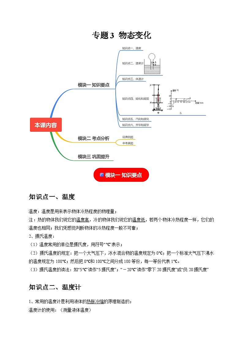 专题3 物态变化（原卷版）第1页