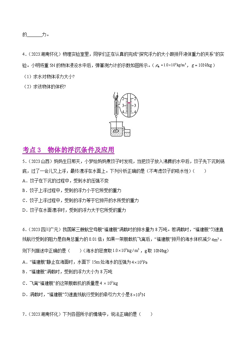 专题09 浮力及其应用-2023年中考物理真题分项汇编（全国通用）（原卷版）第2页
