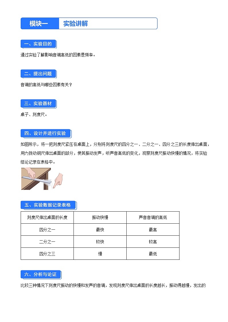实验二  探究影响音调高低的因素（原卷版）第1页
