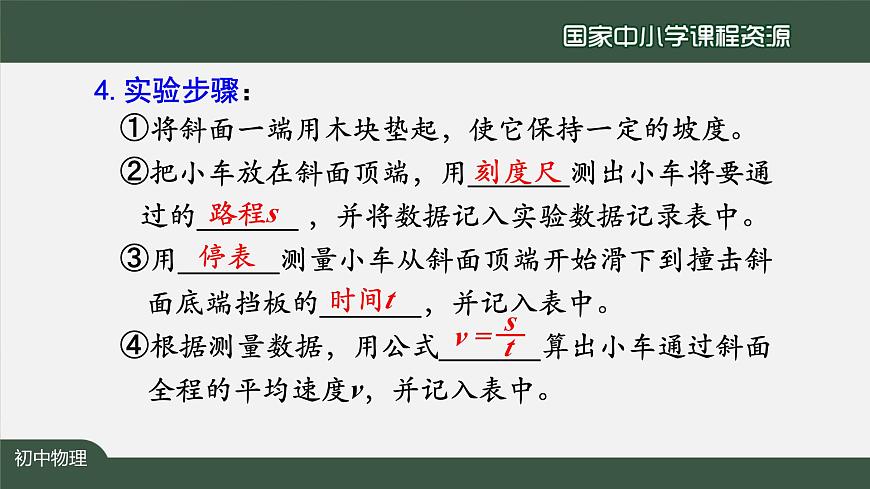 1.4测量平均速度第8页