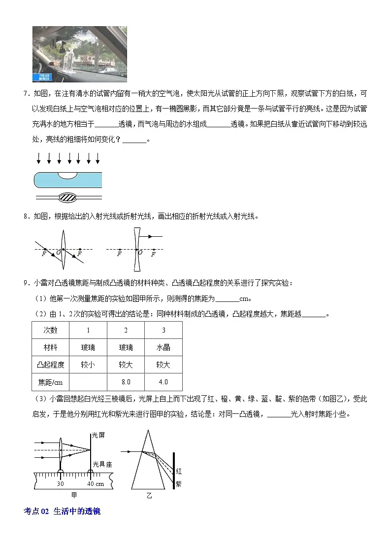 第05章 透镜及其应用（高频考点精讲）（原卷版）第3页