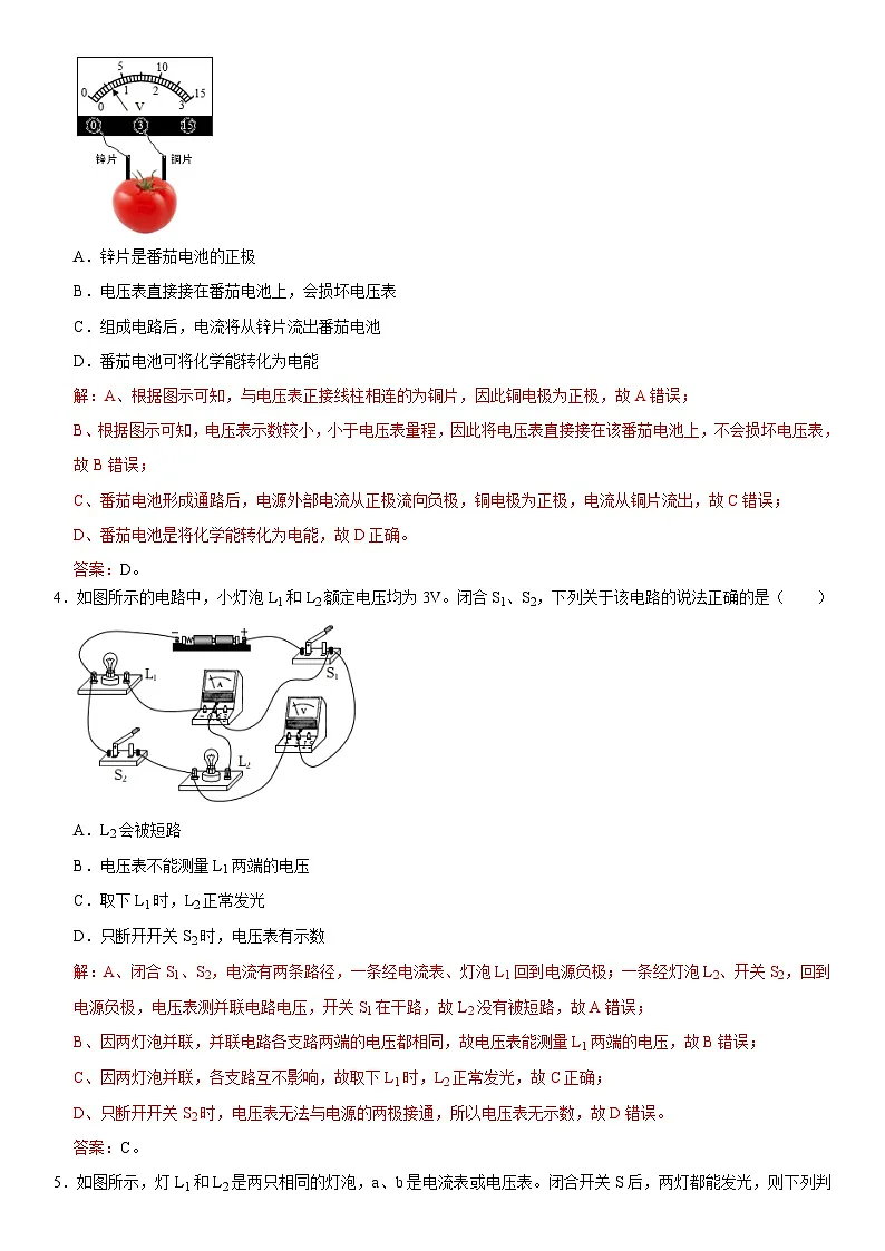 第16章 电压 电阻（高频考点精讲）（解析版）第3页