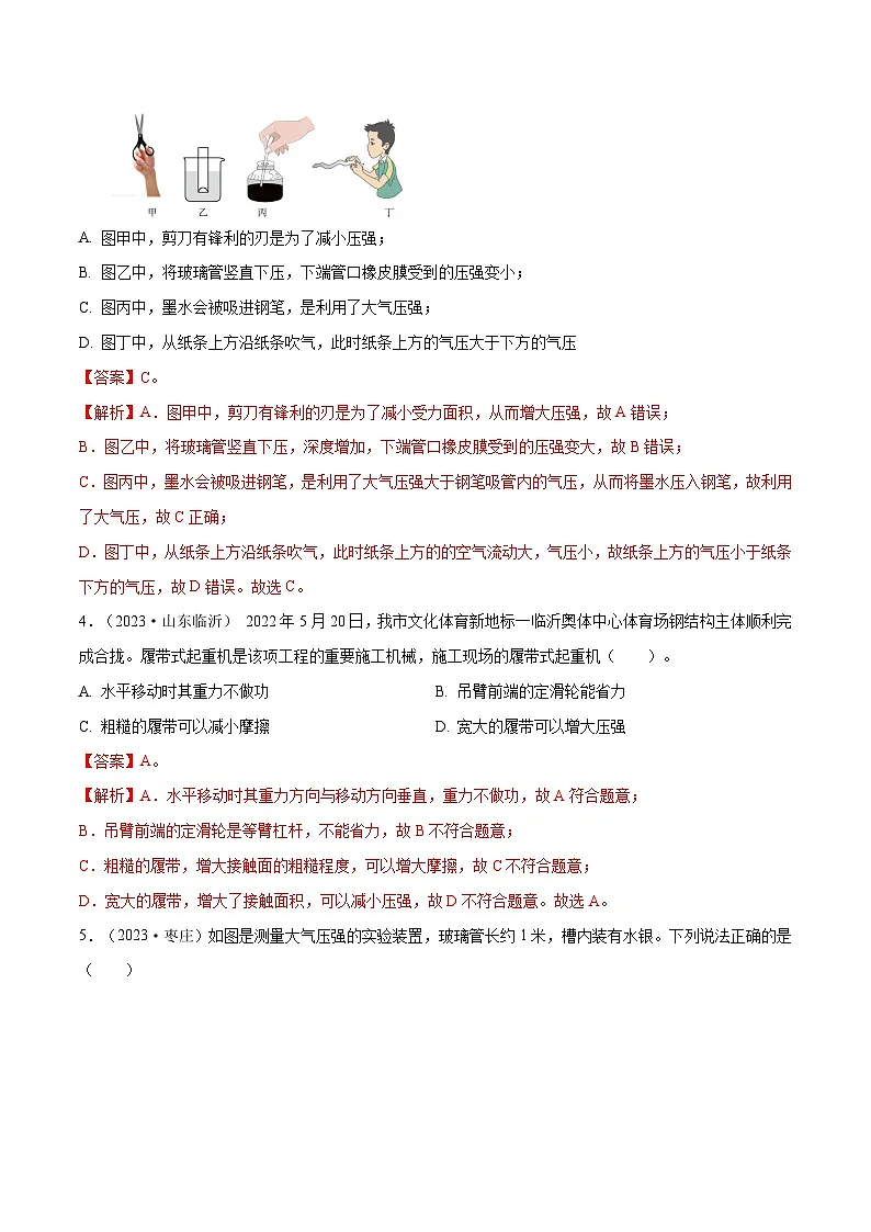 专题09 压强【考点巩固】（解析版）第2页