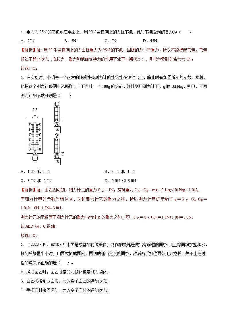 专题07 力【考点巩固】（解析版）第2页