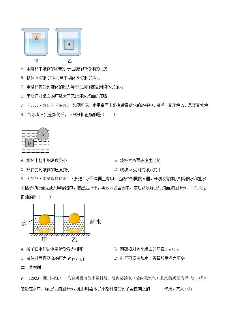 专题10 浮力【考点巩固】（原卷版）第3页