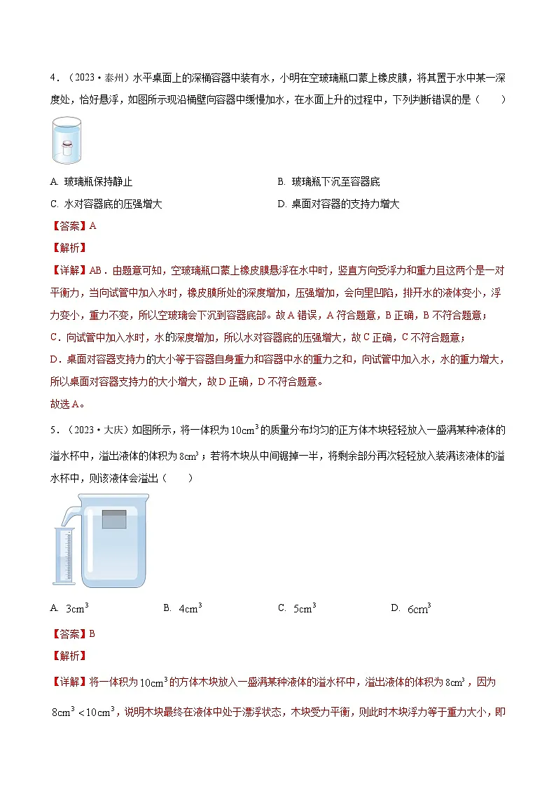 专题10 浮力【考点巩固】（解析版）第3页