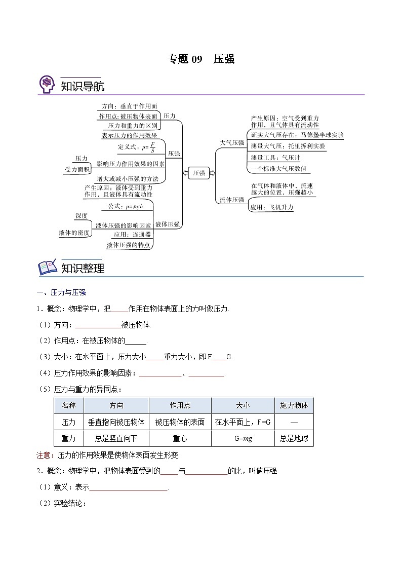 专题09  压强【考点精讲】（原卷版）第1页