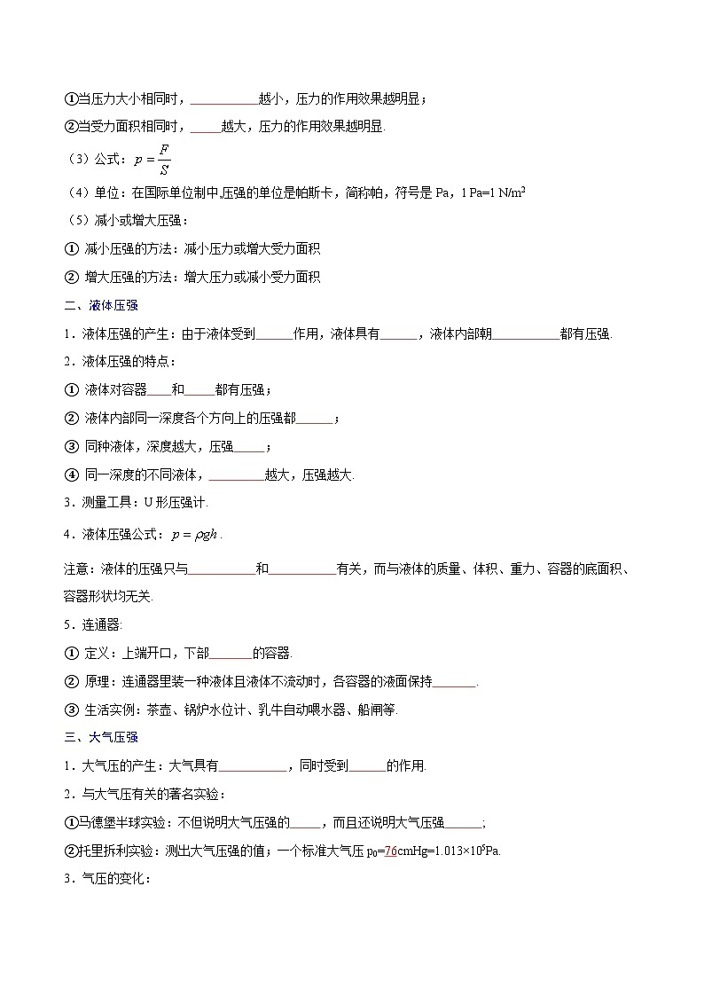 专题09  压强【考点精讲】（原卷版）第2页