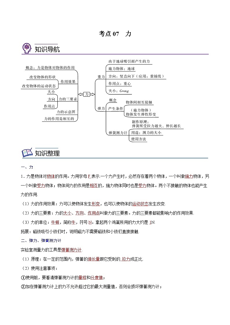 专题07  力【考点精讲】（解析版）第1页