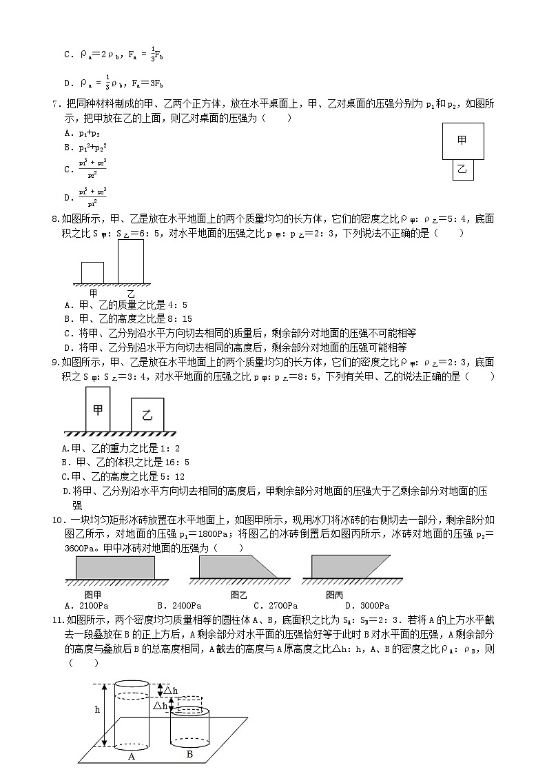 专题练习02固体压强（原卷版）第2页