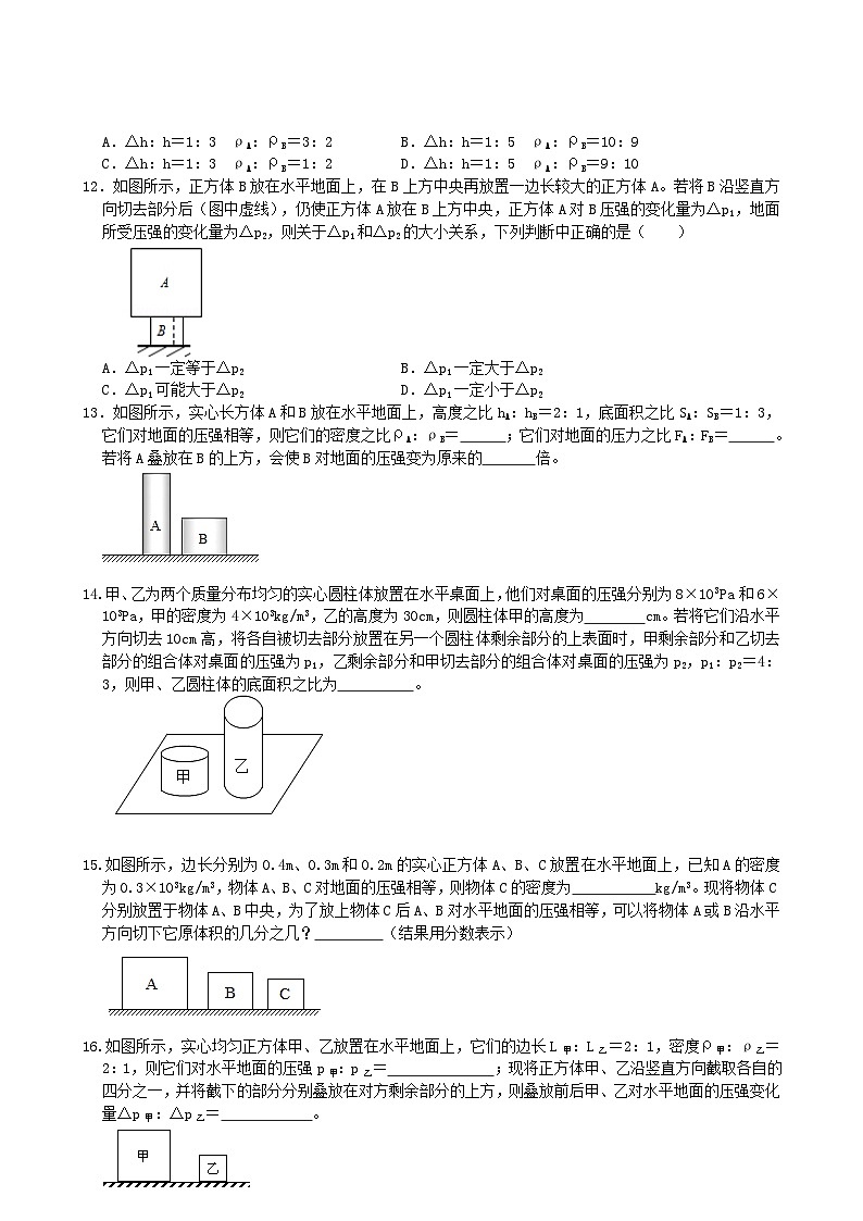 专题练习02固体压强（原卷版）第3页